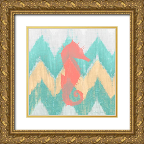 Sea Creature on Chevron I Gold Ornate Wood Framed Art Print with Double Matting by Edwins, Hugo