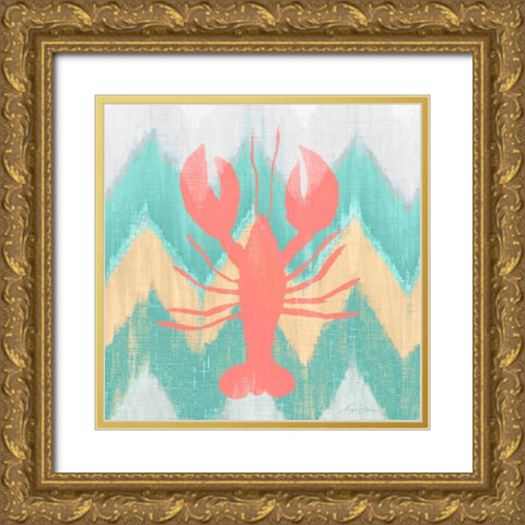 Sea Creature on Chevron IV Gold Ornate Wood Framed Art Print with Double Matting by Edwins, Hugo