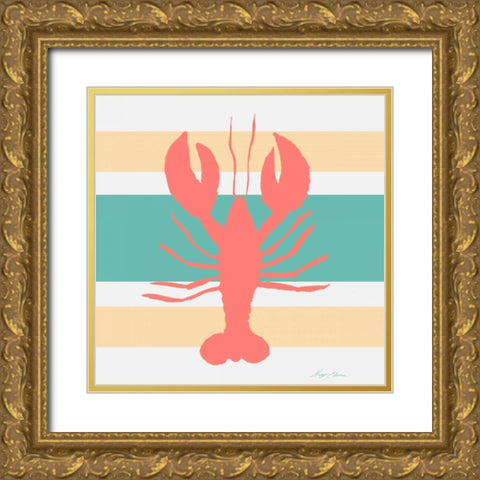Sea Creature on Stripes II Gold Ornate Wood Framed Art Print with Double Matting by Edwins, Hugo