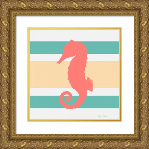Sea Creature on Stripes II Gold Ornate Wood Framed Art Print with Double Matting by Edwins, Hugo