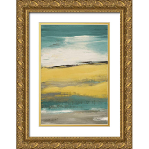 Flatlands Teal Gold Ornate Wood Framed Art Print with Double Matting by Loreth, Lanie