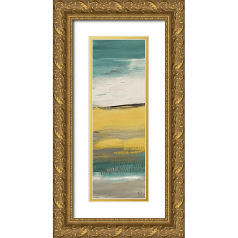 Flatlands Teal III Gold Ornate Wood Framed Art Print with Double Matting by Loreth, Lanie