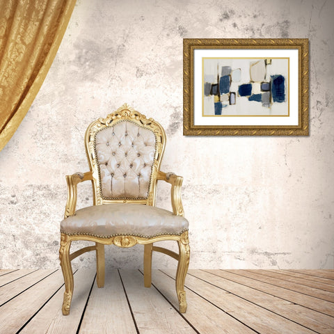 Main Cityside Blue Panel Gold Ornate Wood Framed Art Print with Double Matting by Loreth, Lanie