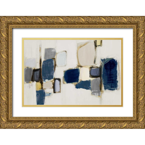 Main Cityside Blue Panel Gold Ornate Wood Framed Art Print with Double Matting by Loreth, Lanie