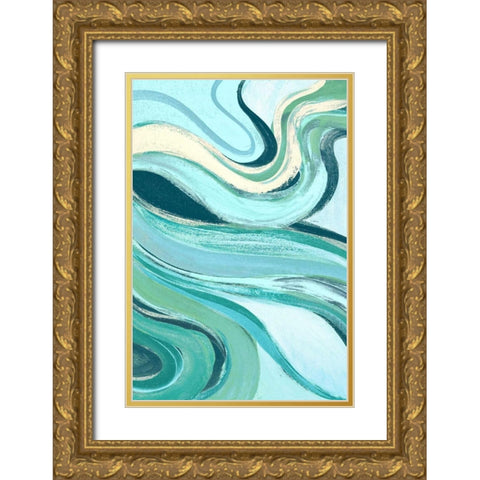 Curving Waves II Gold Ornate Wood Framed Art Print with Double Matting by Loreth, Lanie