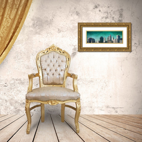 City Blue Gold Ornate Wood Framed Art Print with Double Matting by Biscardi, Nicholas