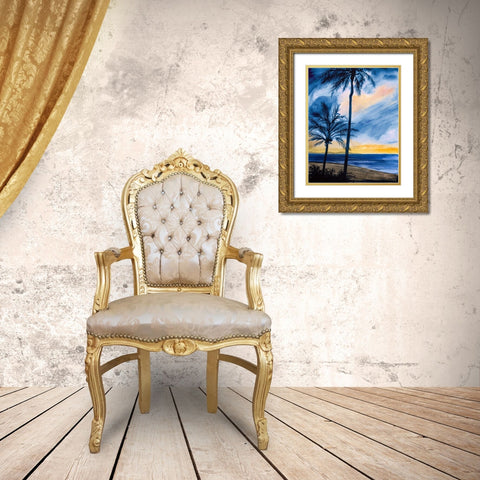Blue Tropic Nights I Gold Ornate Wood Framed Art Print with Double Matting by Baliko, Linda