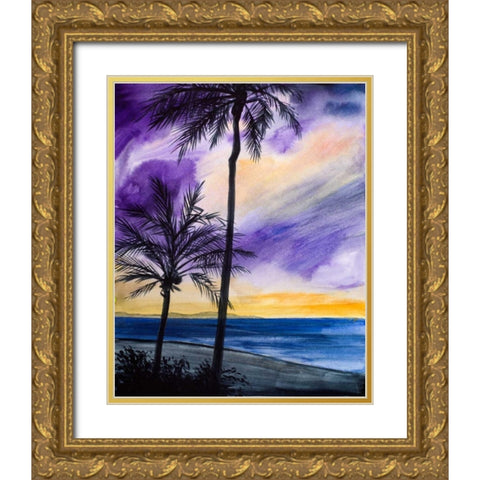 Tropic Nights I Gold Ornate Wood Framed Art Print with Double Matting by Baliko, Linda