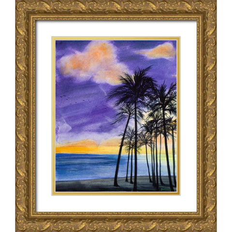 Tropic Nights II Gold Ornate Wood Framed Art Print with Double Matting by Baliko, Linda