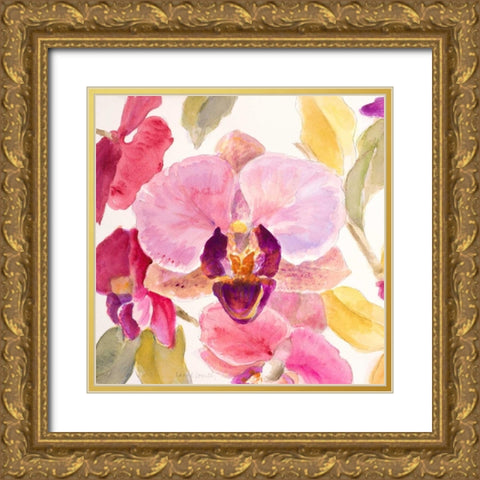Radiant Orchid Square II Gold Ornate Wood Framed Art Print with Double Matting by Loreth, Lanie