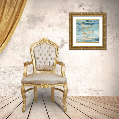 Life is Simple By the Sea Gold Ornate Wood Framed Art Print with Double Matting by Mansfield, Kathy