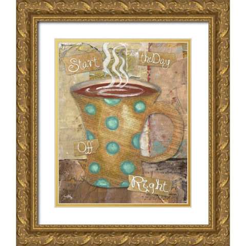 Coffee Collage II Gold Ornate Wood Framed Art Print with Double Matting by Medley, Elizabeth