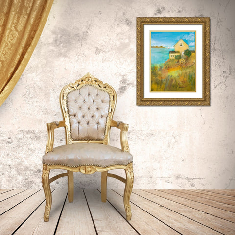 Home By the Sea Gold Ornate Wood Framed Art Print with Double Matting by Maria, Robin