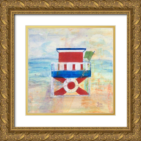 Lifeguard Stand Gold Ornate Wood Framed Art Print with Double Matting by Maria, Robin