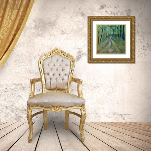 Heart on the Path Gold Ornate Wood Framed Art Print with Double Matting by Maria, Robin
