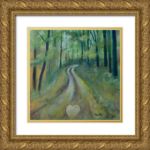 Heart on the Path Gold Ornate Wood Framed Art Print with Double Matting by Maria, Robin