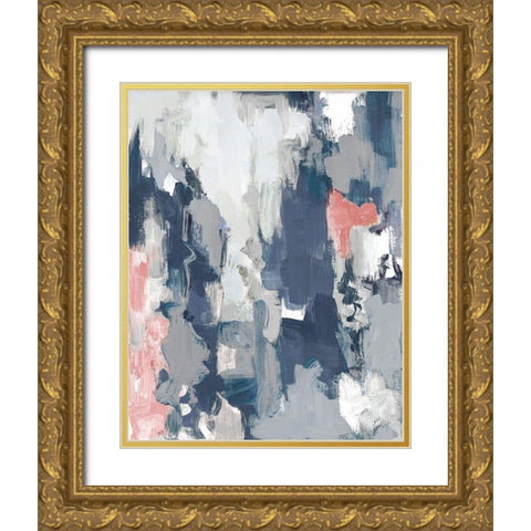 Blue Serenade Abstract Gold Ornate Wood Framed Art Print with Double Matting by Loreth, Lanie
