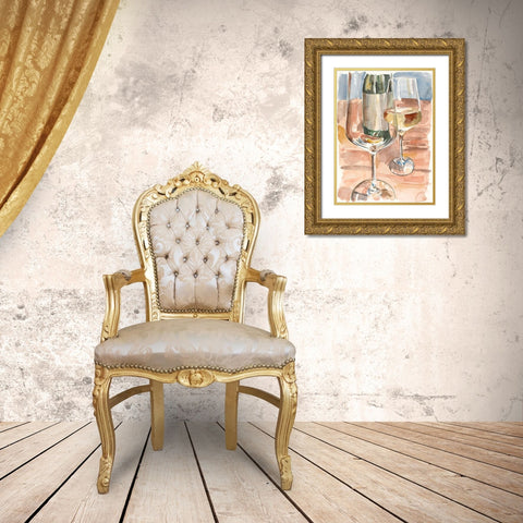 Wine Series I Gold Ornate Wood Framed Art Print with Double Matting by French-Roussia, Heather A.