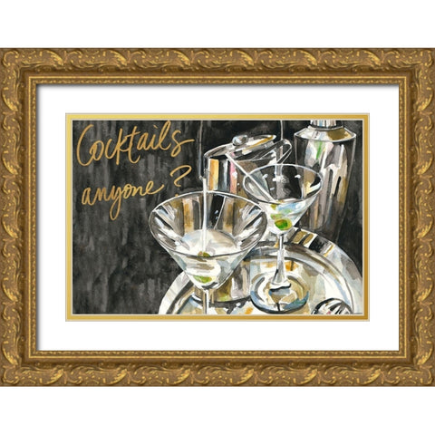 Cocktails Anyone? Gold Ornate Wood Framed Art Print with Double Matting by French-Roussia, Heather A.