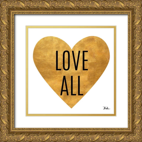 Love and Live on White Gold Ornate Wood Framed Art Print with Double Matting by Pinto, Patricia
