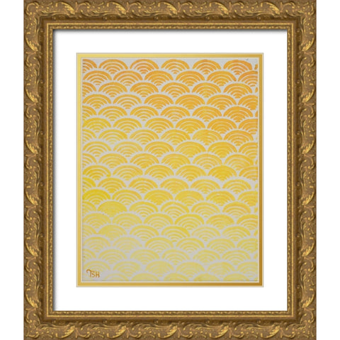 Sun Pattern Gold Ornate Wood Framed Art Print with Double Matting by Hakimipour, Tiffany