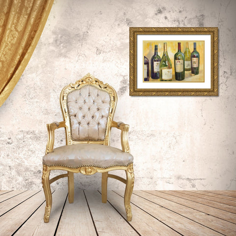Time for Wine Gold Ornate Wood Framed Art Print with Double Matting by Loreth, Lanie