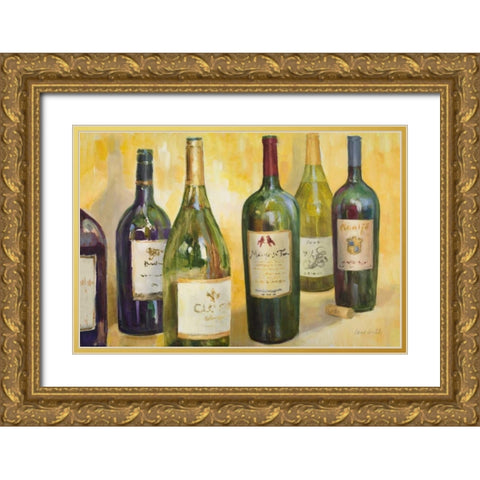 Time for Wine Gold Ornate Wood Framed Art Print with Double Matting by Loreth, Lanie
