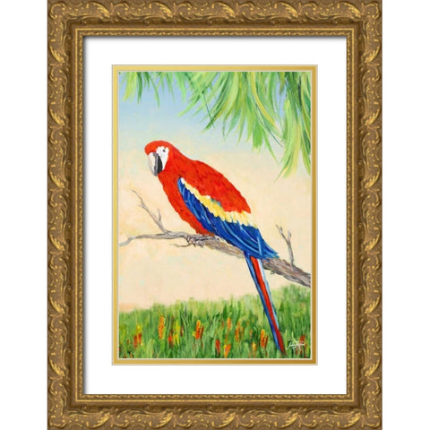 Tropic Bird in Paradise I Gold Ornate Wood Framed Art Print with Double Matting by DeRice, Julie