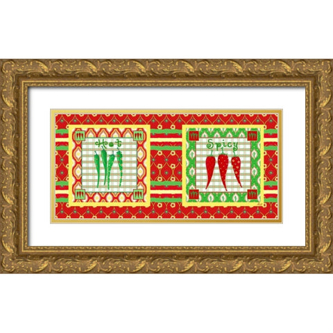 Chili Fiesta Panel V Gold Ornate Wood Framed Art Print with Double Matting by Metz, Andi