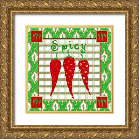 Chili Fiesta II Gold Ornate Wood Framed Art Print with Double Matting by Metz, Andi