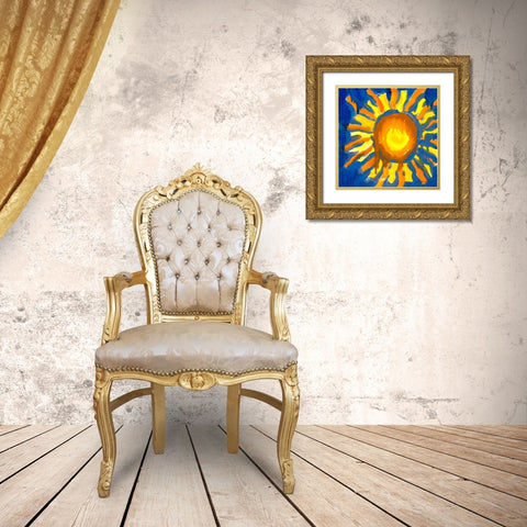 Sun Series I Gold Ornate Wood Framed Art Print with Double Matting by Edwins, Hugo
