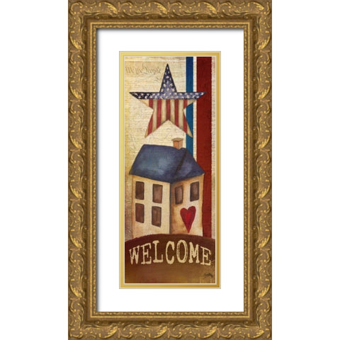 Welcome Home America I Gold Ornate Wood Framed Art Print with Double Matting by Medley, Elizabeth