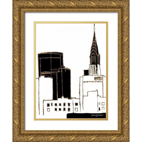 Tenement Empire State Building Gold Ornate Wood Framed Art Print with Double Matting by Biscardi, Nicholas