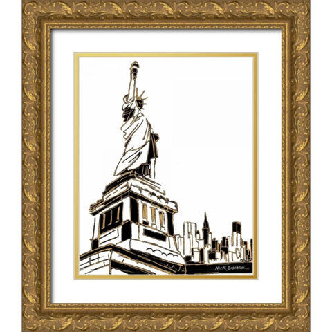 Tenement Liberty Gold Ornate Wood Framed Art Print with Double Matting by Biscardi, Nicholas
