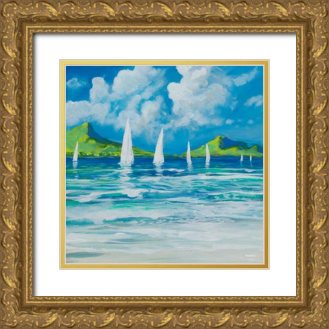Sail Away Beach I Gold Ornate Wood Framed Art Print with Double Matting by Meneely, Dan
