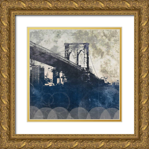 NY Bridge at Dusk I Gold Ornate Wood Framed Art Print with Double Matting by Meneely, Dan