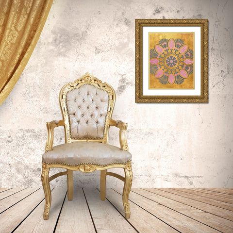 Gray and Pink Medallion II Gold Ornate Wood Framed Art Print with Double Matting by Studio, SD Graphics