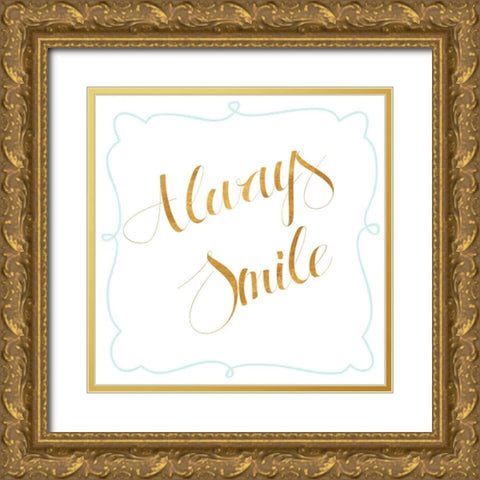 Beautiful and Smile II Gold Ornate Wood Framed Art Print with Double Matting by SD Graphics Studio