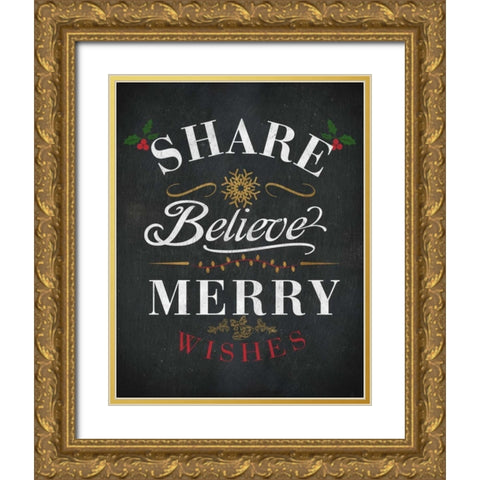 Dream Shine Chalk II Gold Ornate Wood Framed Art Print with Double Matting by Studio, SD Graphics