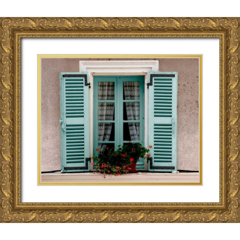Fountain La Vacleuse Window Gold Ornate Wood Framed Art Print with Double Matting by Mansfield, Kathy