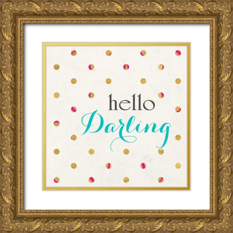 Hello Darling Square Gold Ornate Wood Framed Art Print with Double Matting by Studio, Sd Graphics