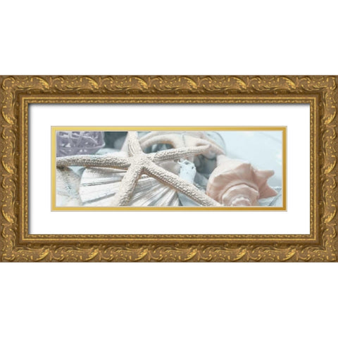 Gold Seashells I Gold Ornate Wood Framed Art Print with Double Matting by Bryant, Susan