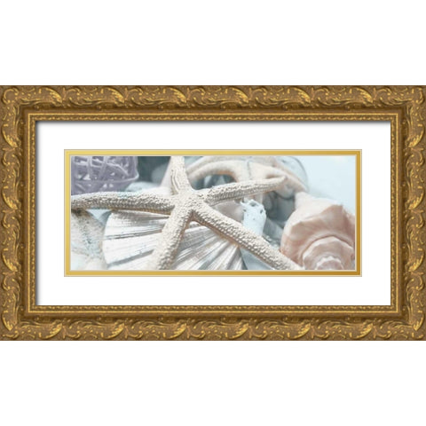 Gold Seashells I Gold Ornate Wood Framed Art Print with Double Matting by Bryant, Susan