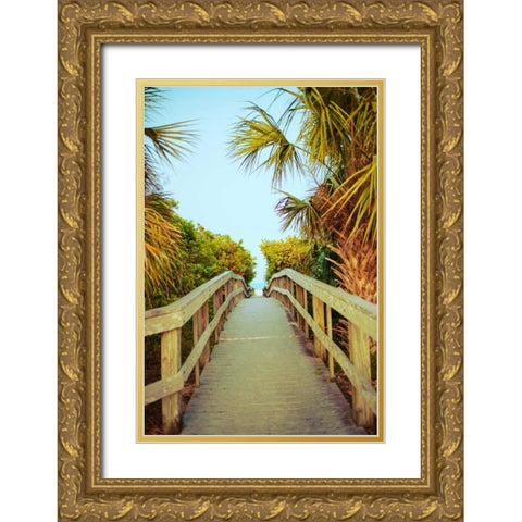 Palm Walkway I Gold Ornate Wood Framed Art Print with Double Matting by Bryant, Susan