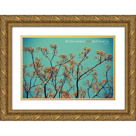 We Love Gold Ornate Wood Framed Art Print with Double Matting by Peck, Gail