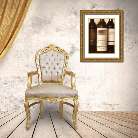 Wine Bottles I Gold Ornate Wood Framed Art Print with Double Matting by Peck, Gail