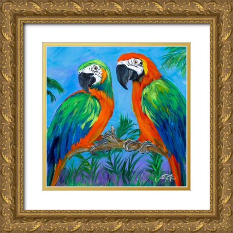 Island Birds Square I Gold Ornate Wood Framed Art Print with Double Matting by DeRice, Julie