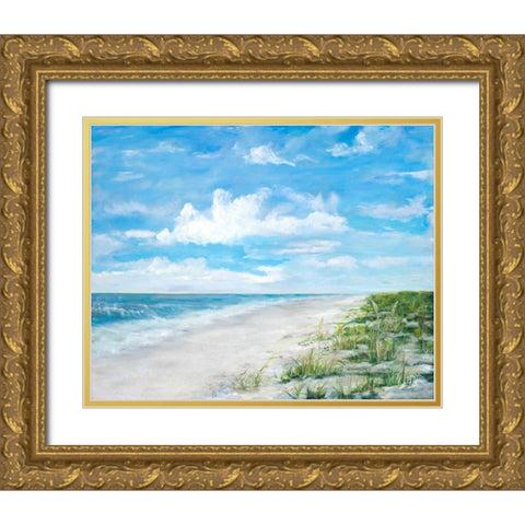Day At The Beach Gold Ornate Wood Framed Art Print with Double Matting by DeRice, Julie