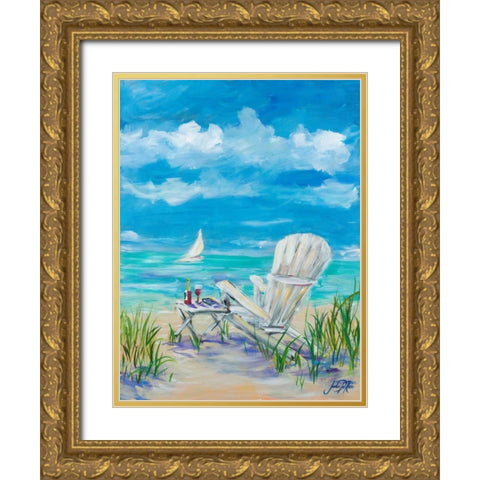 Beach Lounging Gold Ornate Wood Framed Art Print with Double Matting by DeRice, Julie
