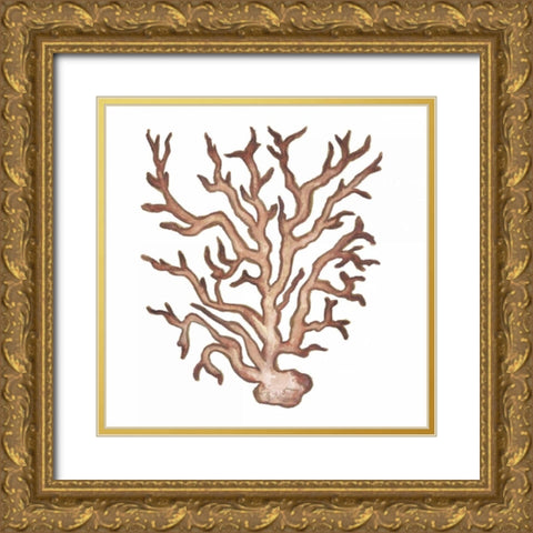 Coastal Icon Coral III Gold Ornate Wood Framed Art Print with Double Matting by Medley, Elizabeth